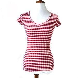 Energie short sleeve red gingham T-shirt size XS